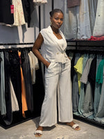 Load image into Gallery viewer, Linen Set of Cropped Waistcoat & Trouser