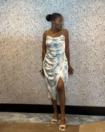 Load image into Gallery viewer, Floral Midi Satin Dress