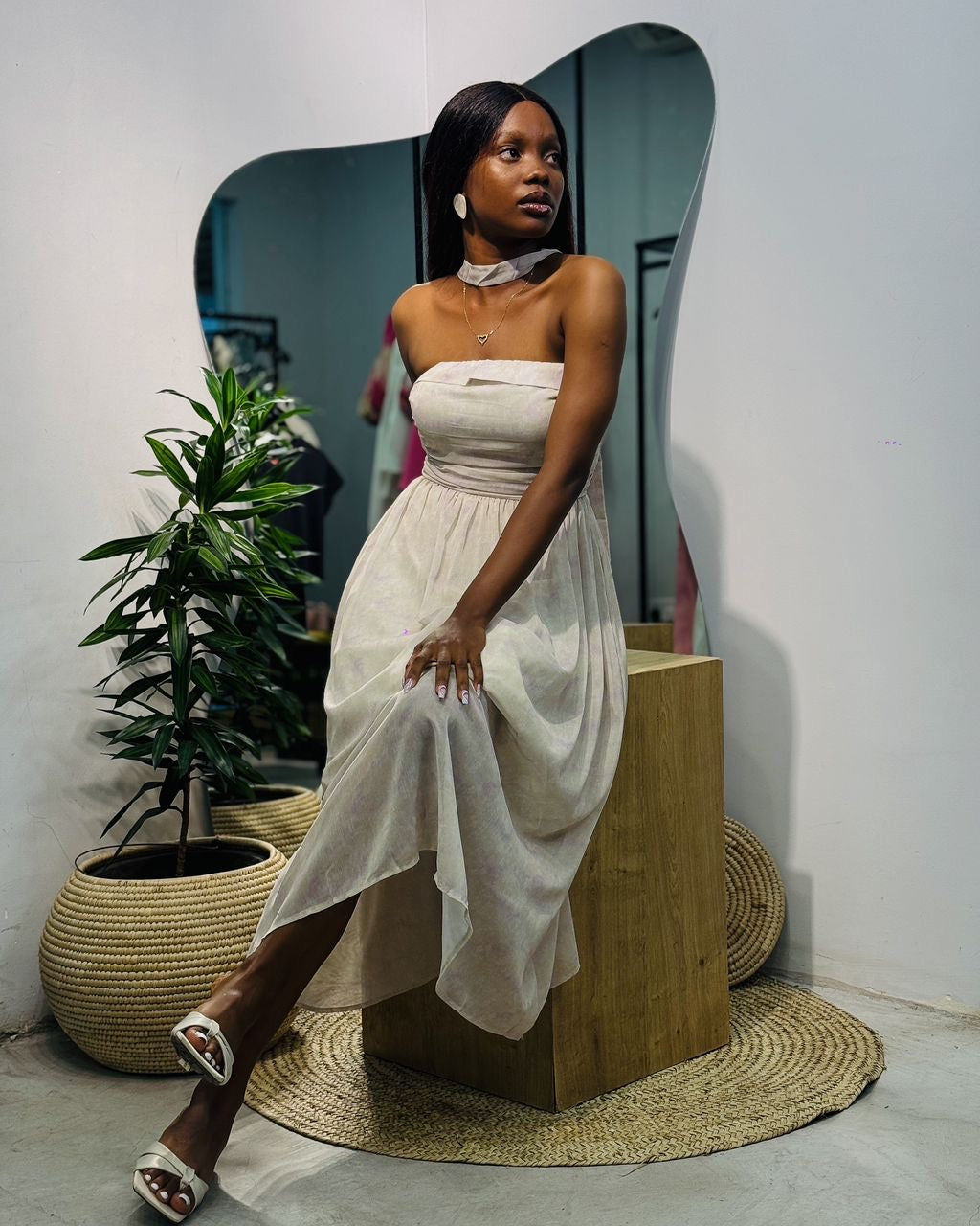 Tie-Dye Strapless Dress –