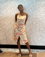 Load image into Gallery viewer, Tie-Dye Midi Satin Dress