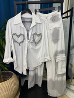 Load image into Gallery viewer, Oversized Shirt with Rhinestone