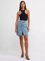 Load image into Gallery viewer, Denim Cargo Skirt