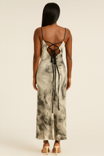 Load image into Gallery viewer, Tie-Dye Midi Satin Dress