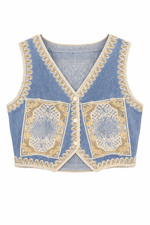 Load image into Gallery viewer, Embroidered Denim Waistcoat