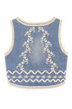 Load image into Gallery viewer, Embroidered Denim Waistcoat