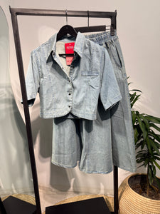 Denim Set Of Shirt & Skirt