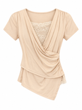 Lace Detail Draped Wrap Top