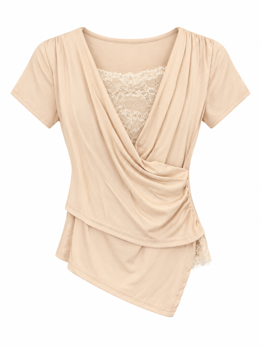Lace Detail Draped Wrap Top