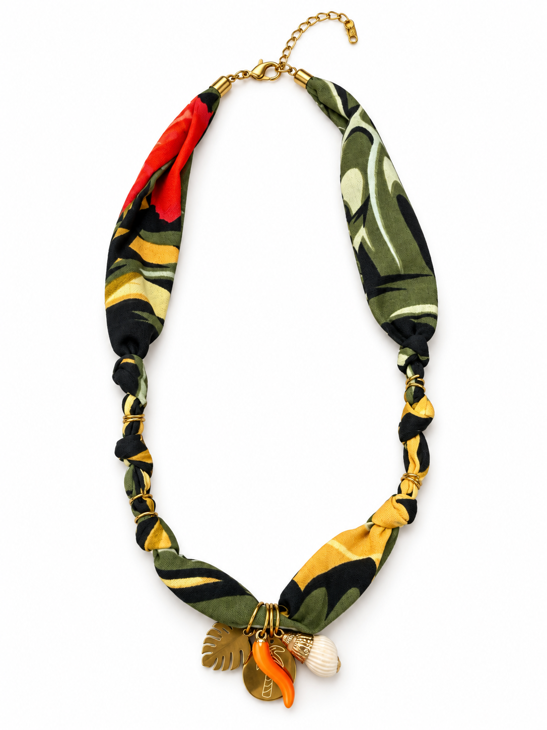 Tropical Print Scarf Charm Necklace