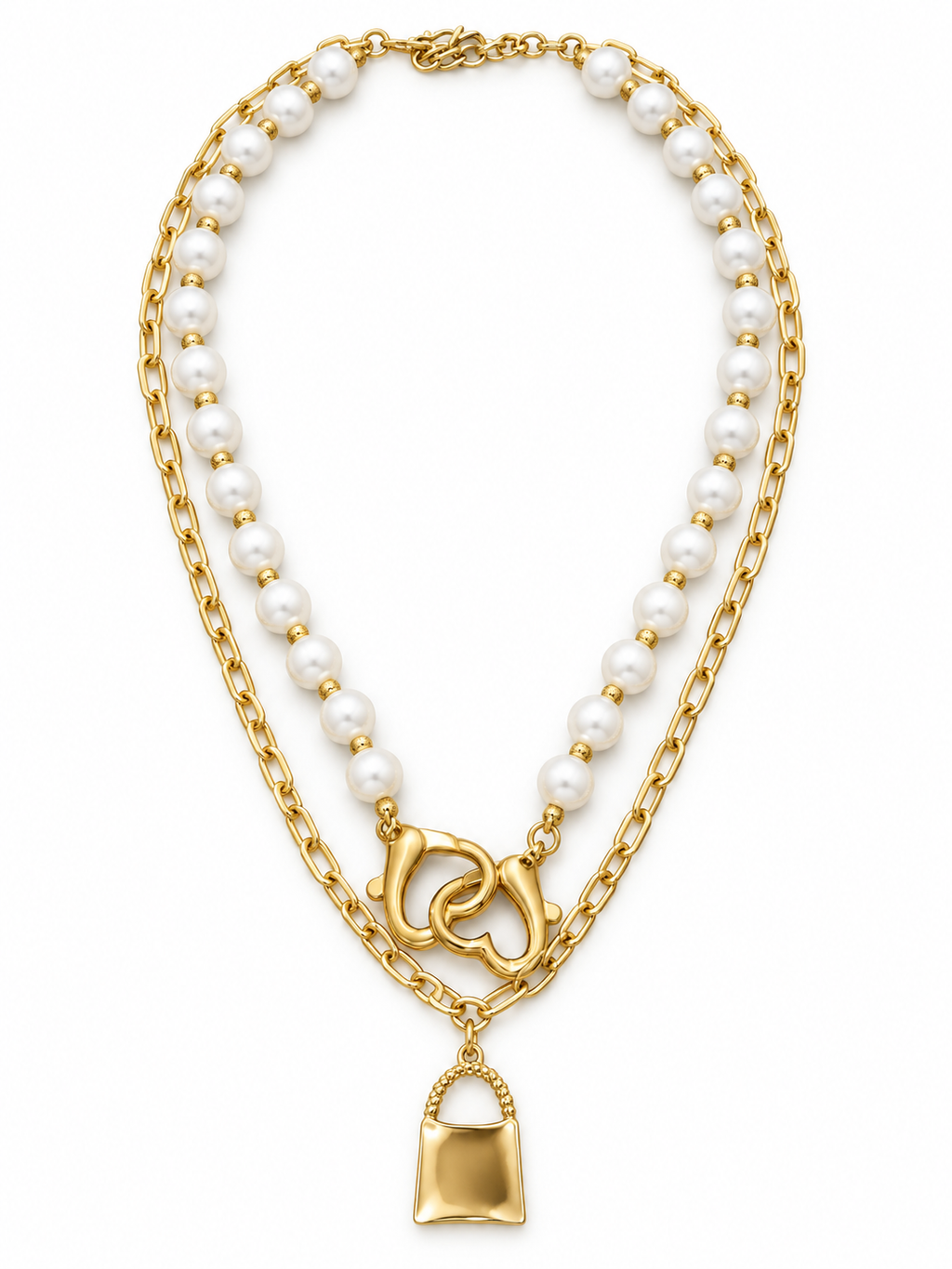 Layered Pearl Chain Necklace