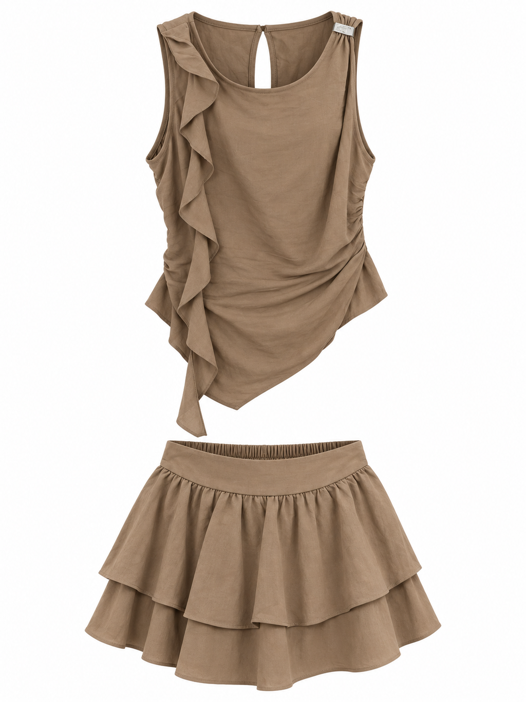Asymmetric Ruffle Top & Skirt Co-Ord Set