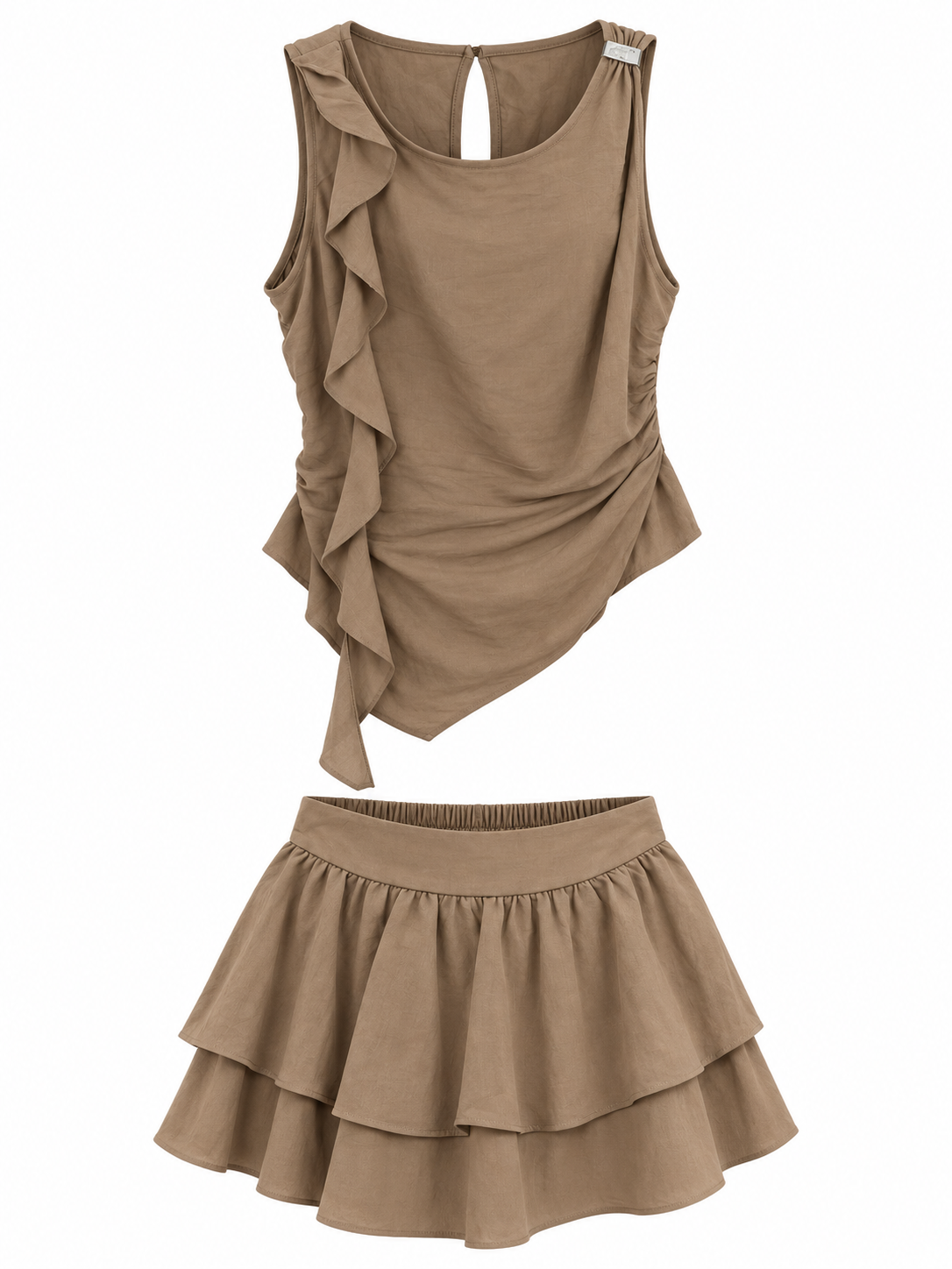 Asymmetric Ruffle Top & Skirt Co-Ord Set