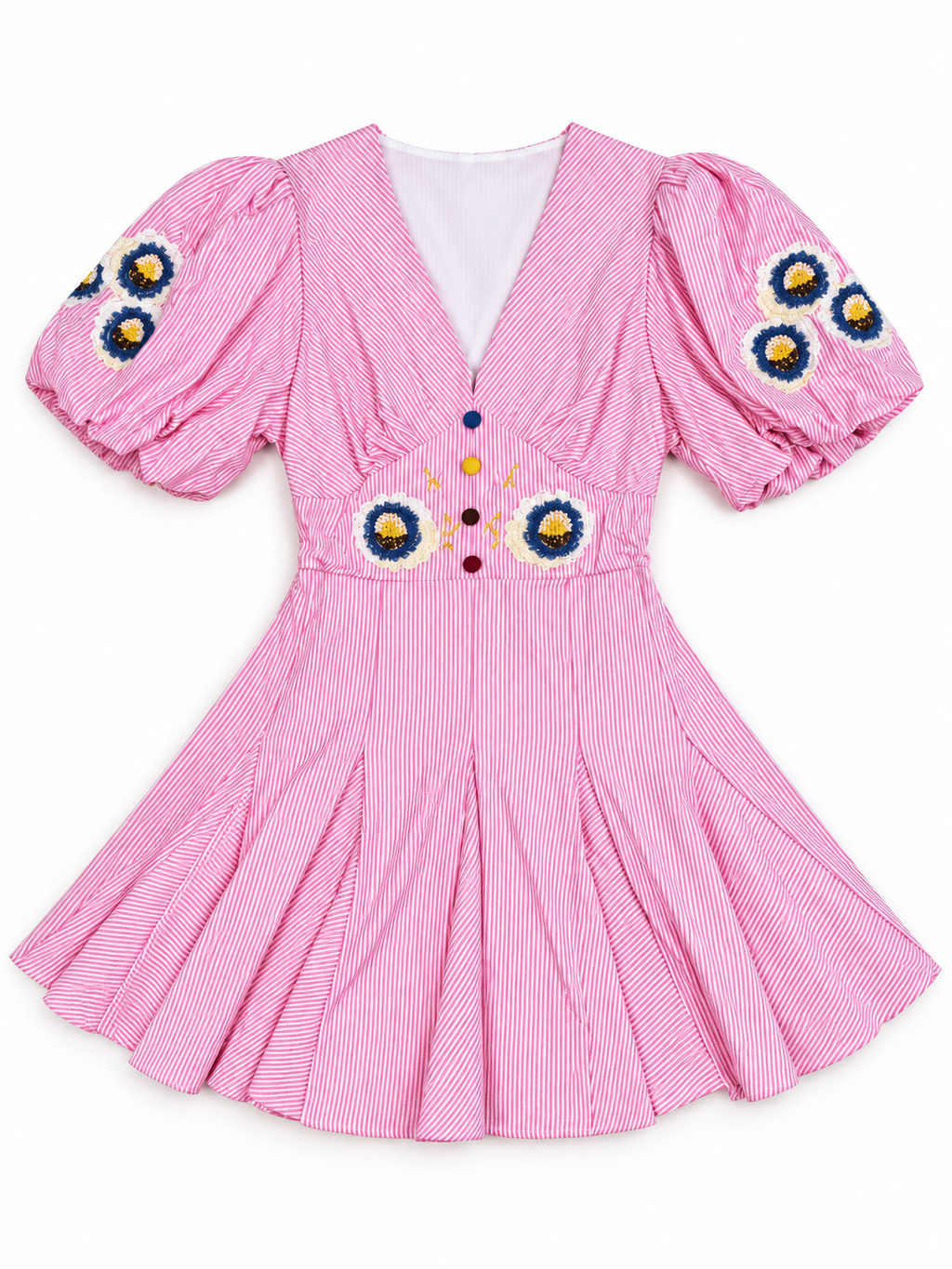 Floral Embroidered Puff Sleeve Dress