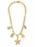 Starfish & Eye Charm Chain Necklace