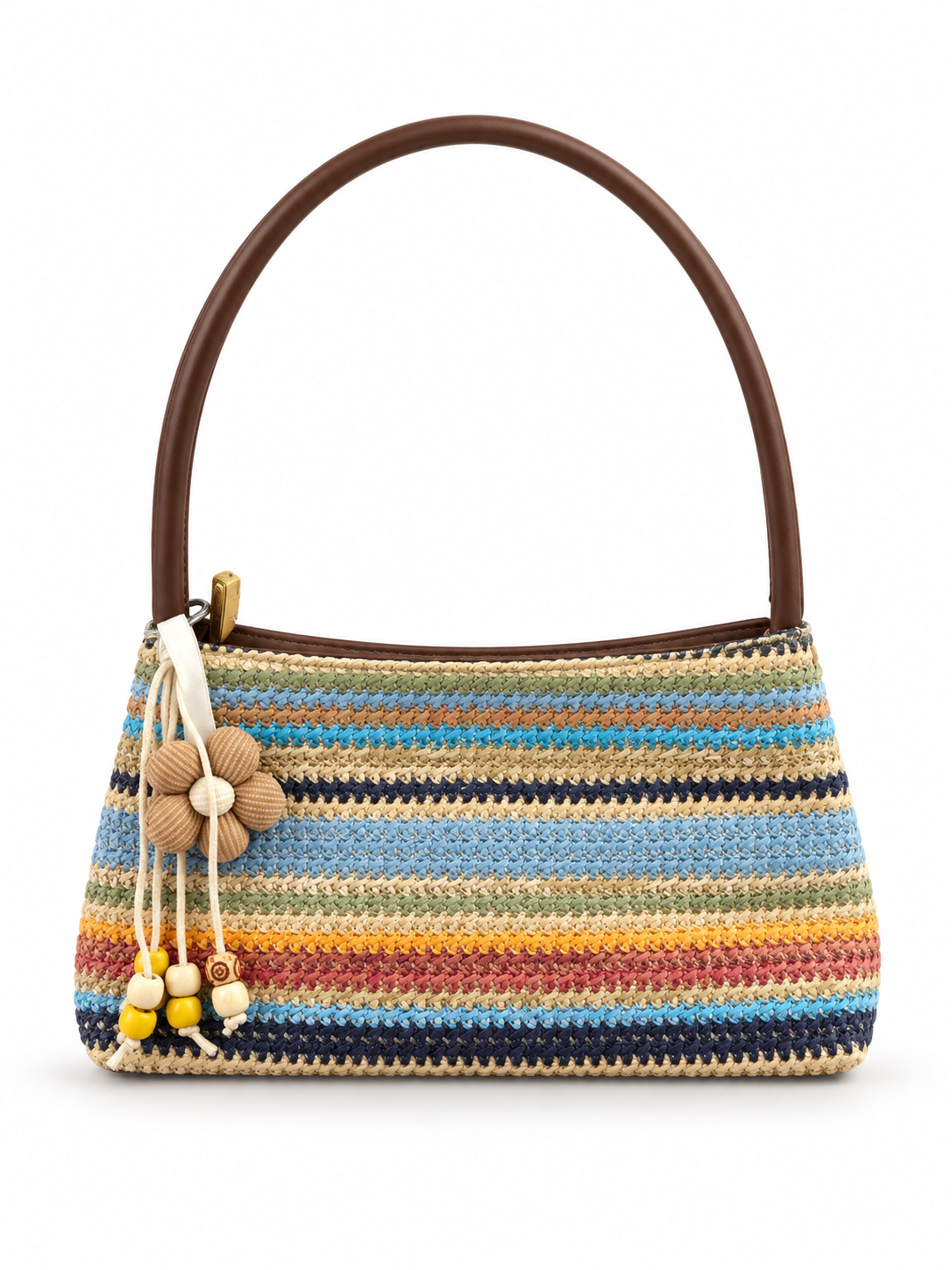 Multicolor Stripe Woven Shoulder Bag