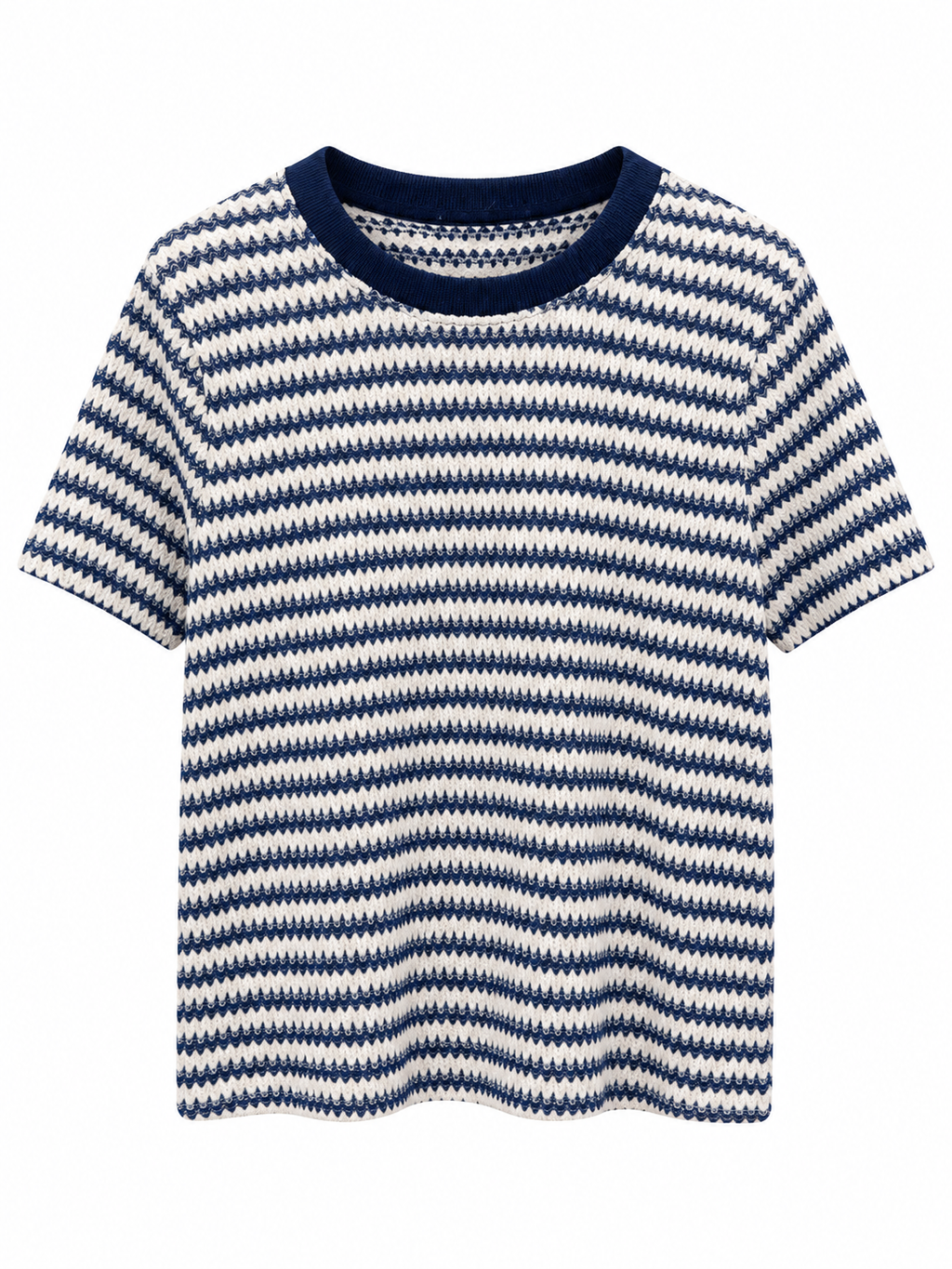 Striped Textured Short-Sleeve Top
