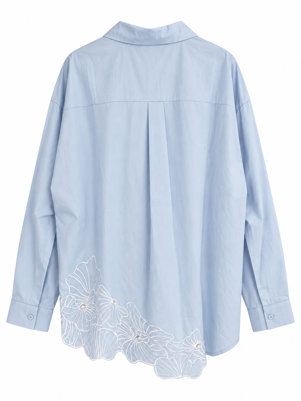 Oversized Shirt with Floral Embroidered Hem