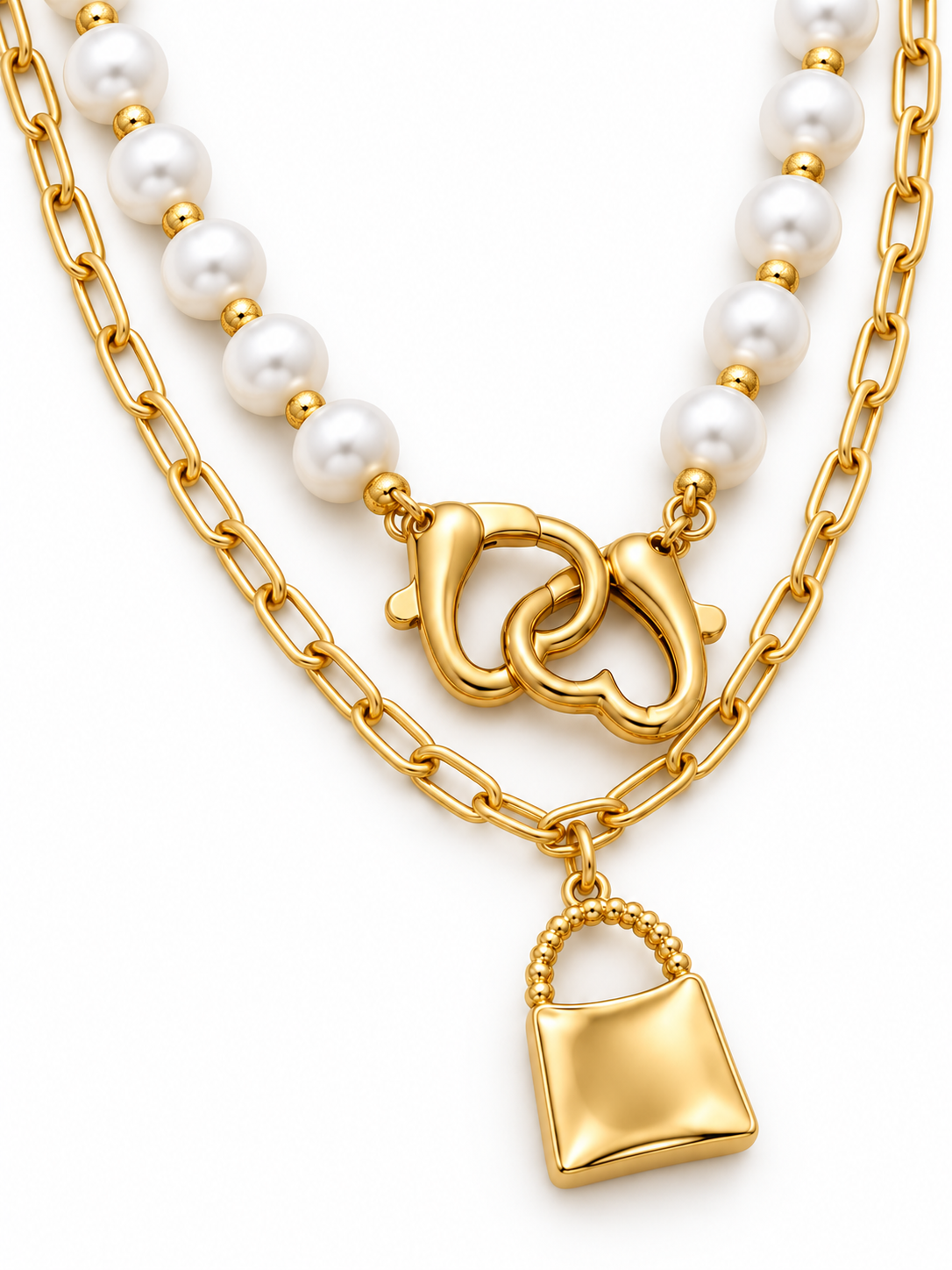 Layered Pearl Chain Necklace