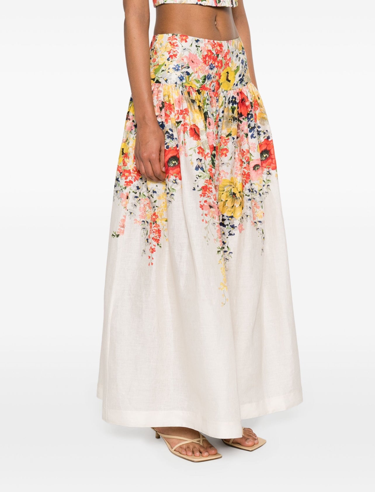 Linen Floral Set of skirt and Corset Top