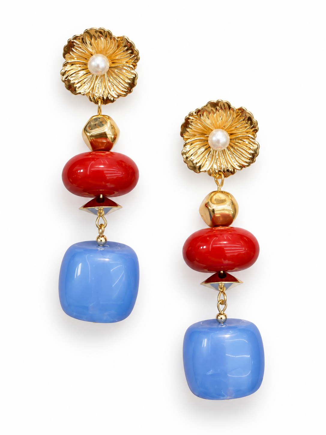 Floral Bead Drop Earrings