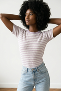 Striped Textured Short-Sleeve Top