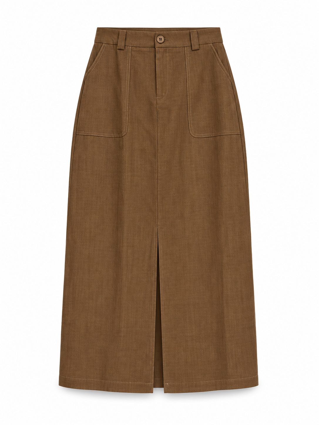 Front Slit Linen Skirt
