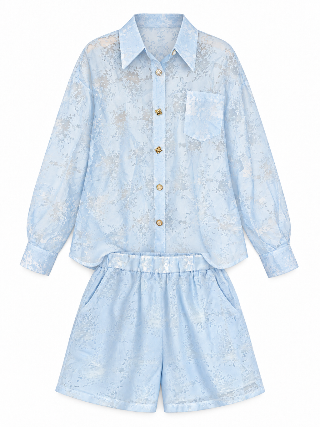 Co-Ord Set of Embroidered Shirt & Short