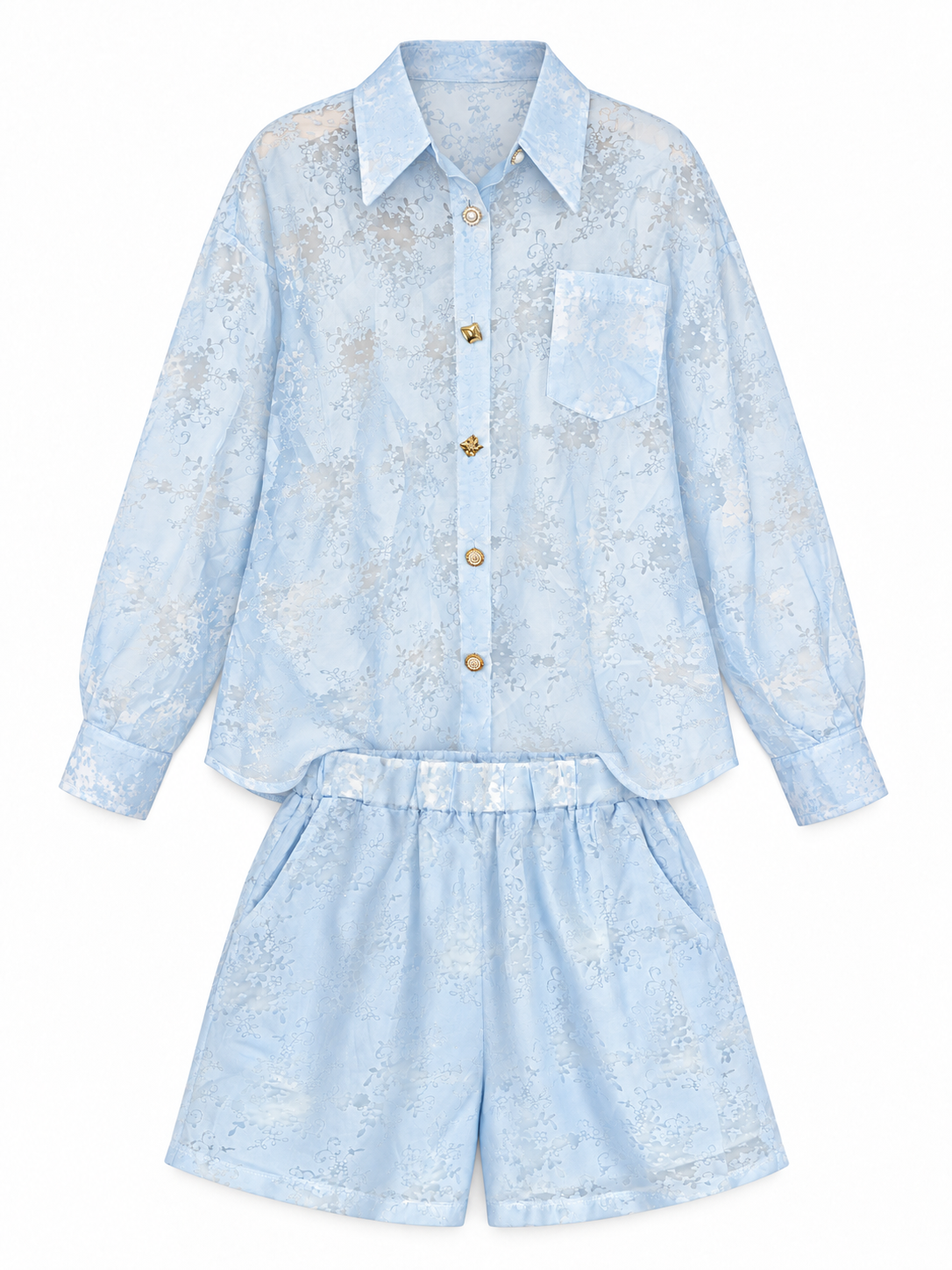 Co-Ord Set of Embroidered Shirt & Short