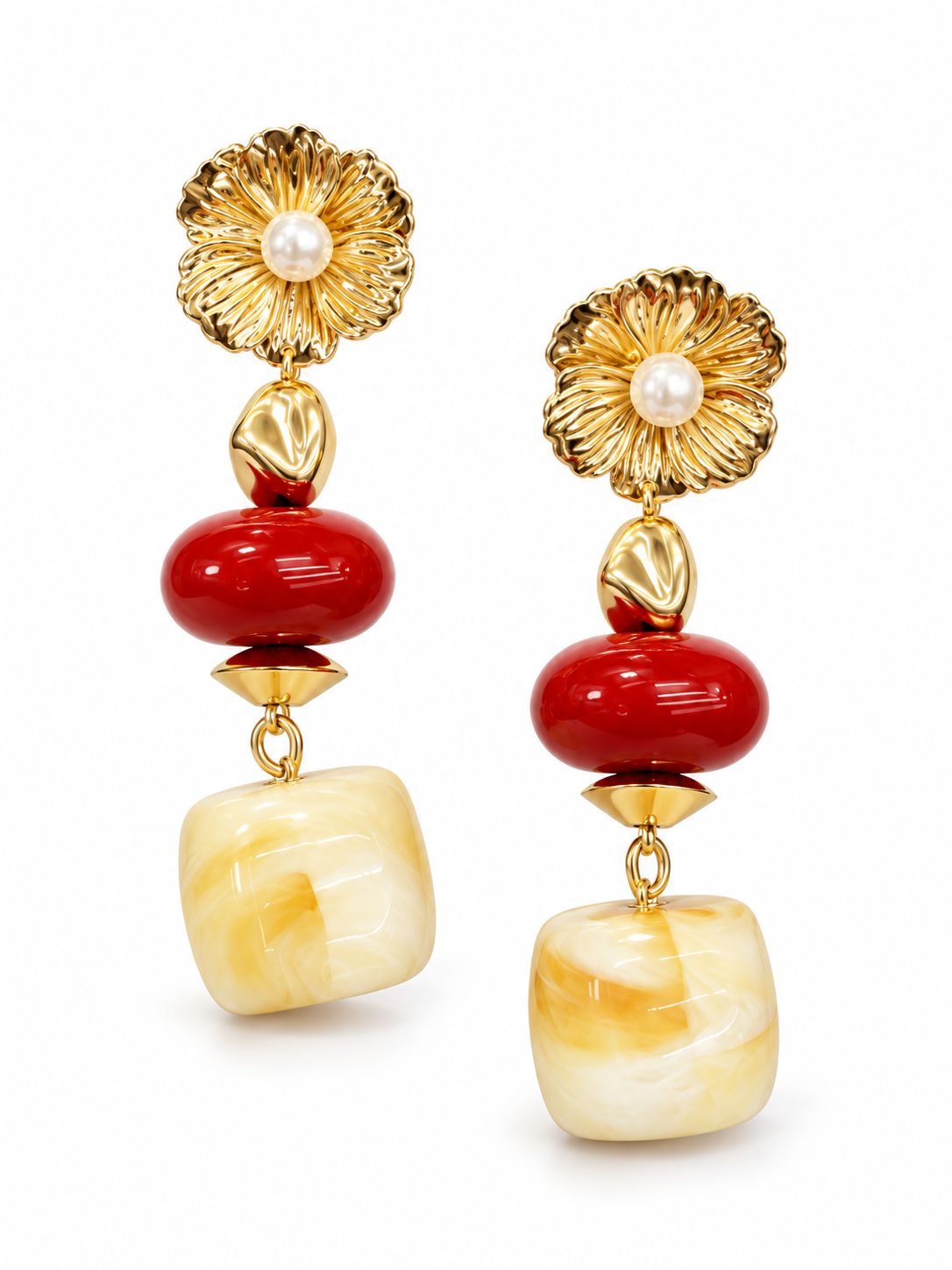 Floral Bead Drop Earrings