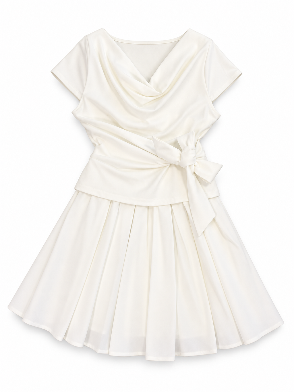 Cowl Neck Bow Mini Dress