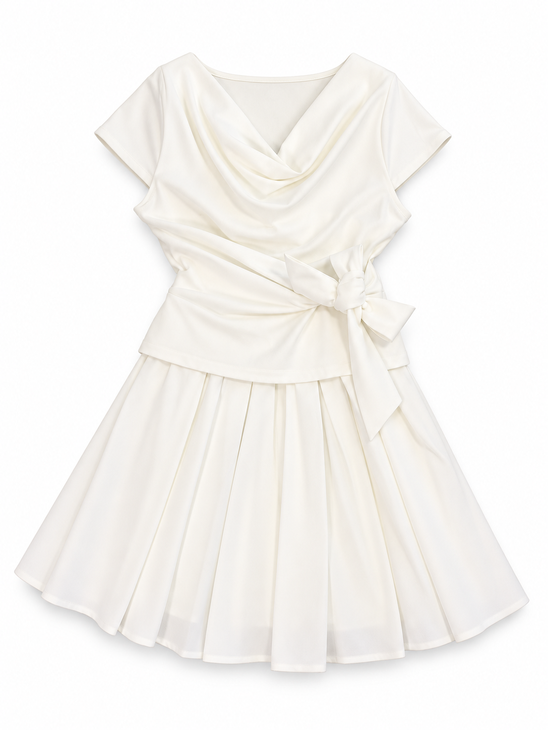 Cowl Neck Bow Mini Dress