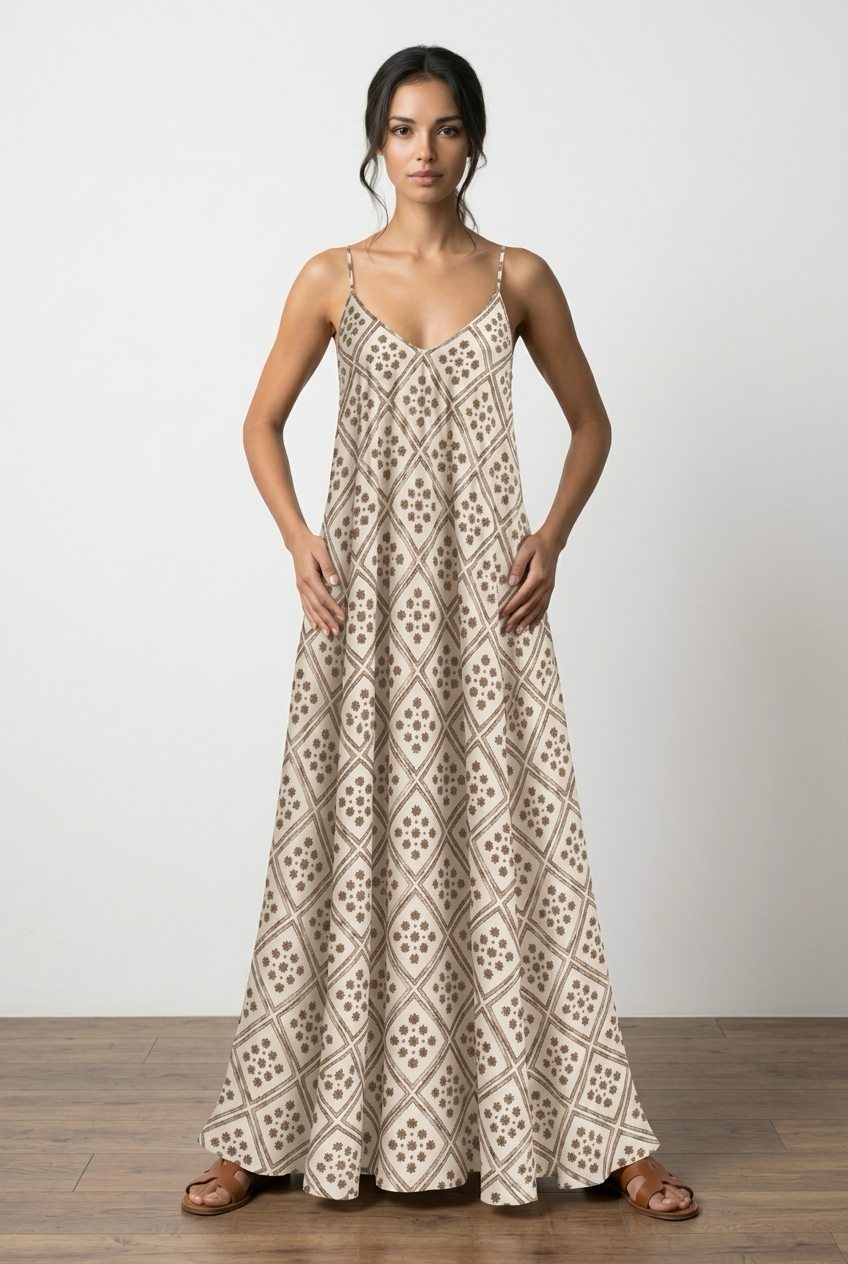 Diamond Print Maxi Dress