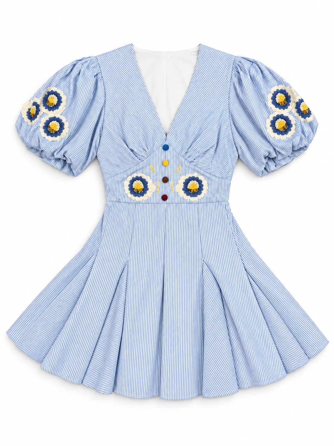 Floral Embroidered Puff Sleeve Dress