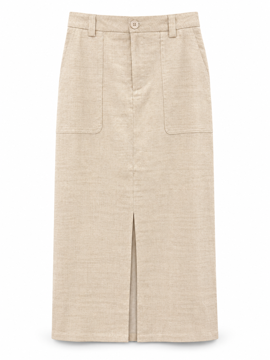 Front Slit Linen Skirt