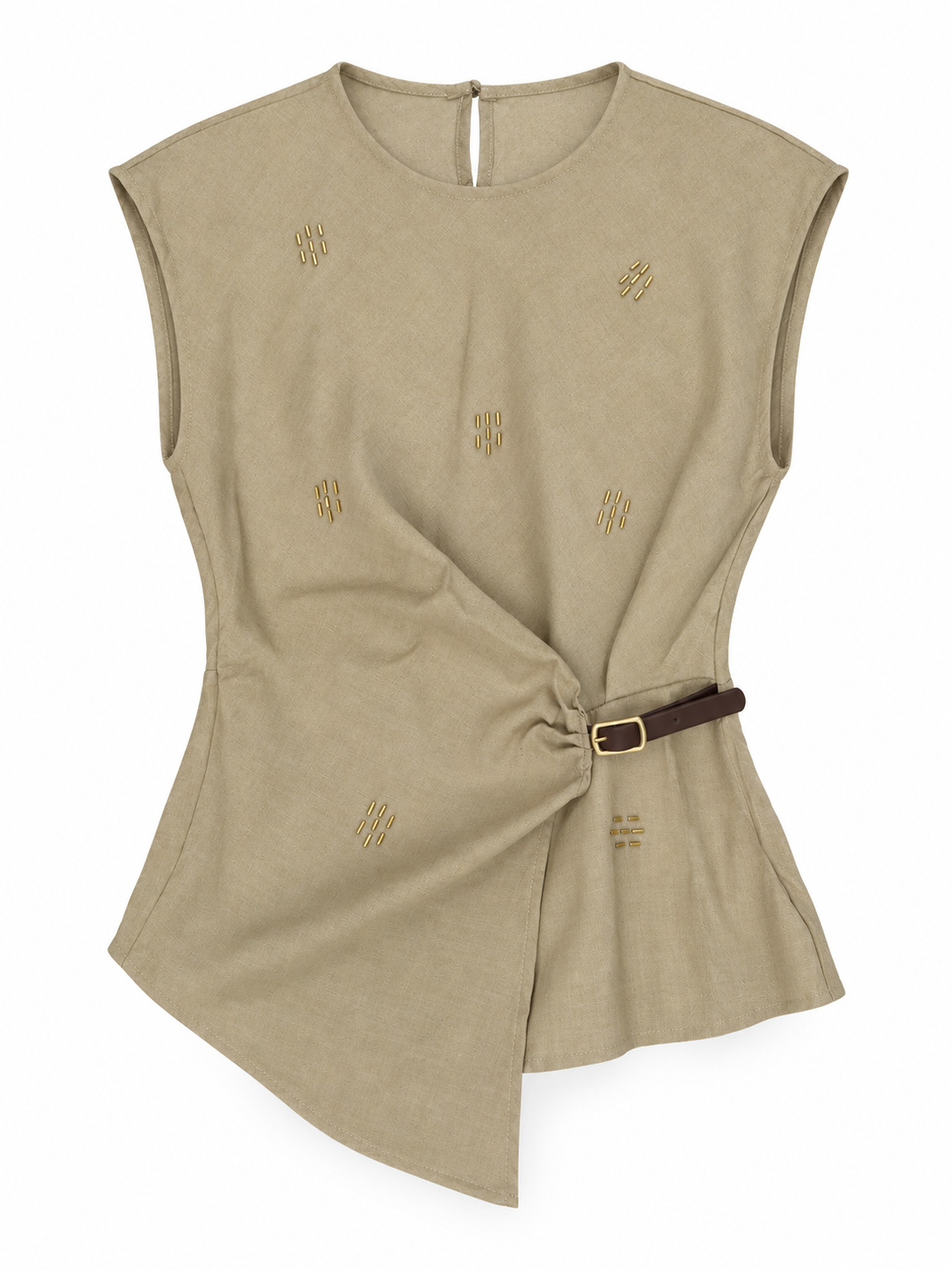 Embellished Buckle Top & Wide-Leg Co-Ord Set