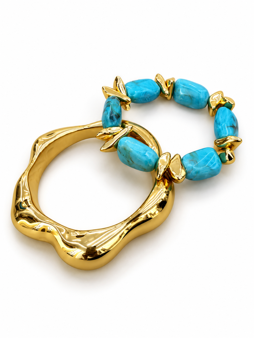 Turquoise & Gold Bracelet Duo