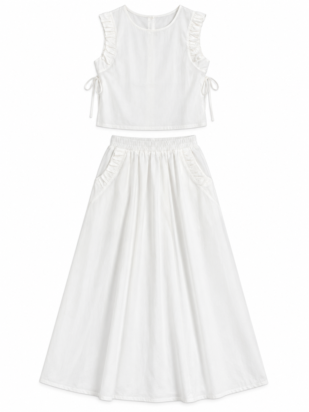 Ruffle Trim Top & Maxi Skirt Co-Ord Set