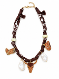 Brown Bandana western Charm Necklace