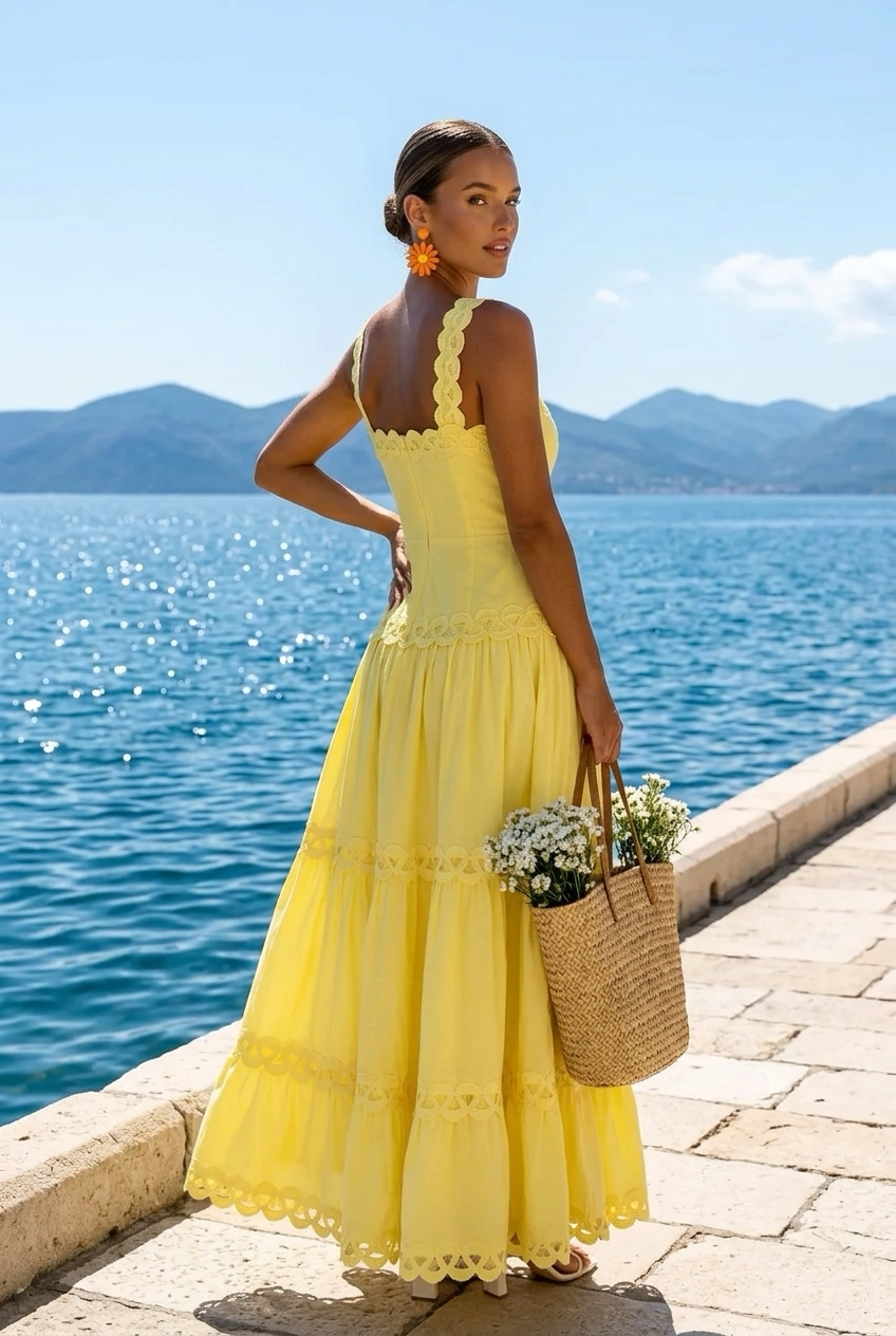 Lace Trim Maxi Dress