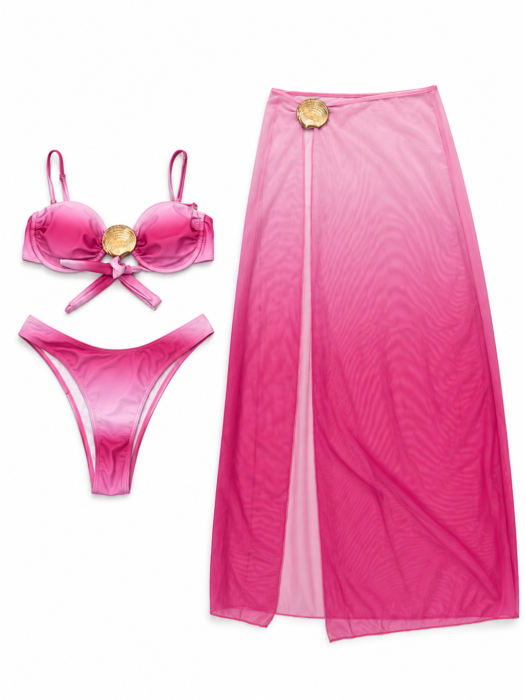 Pin Ombré Bikini & Maxi Skirt Set