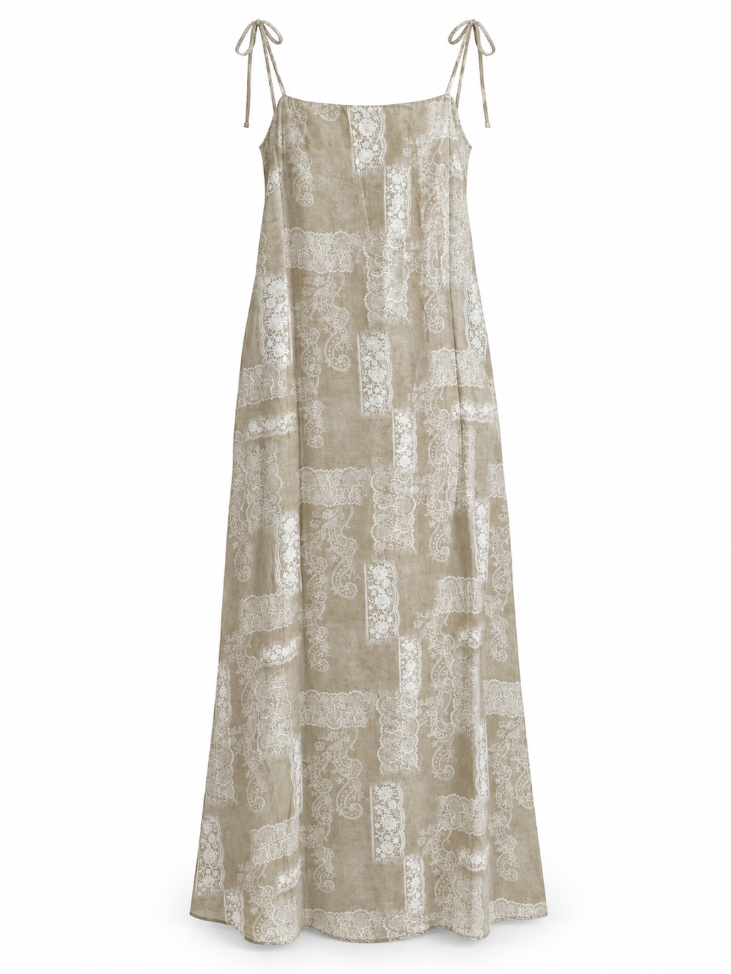 Printed Tie Strap Maxi Dress