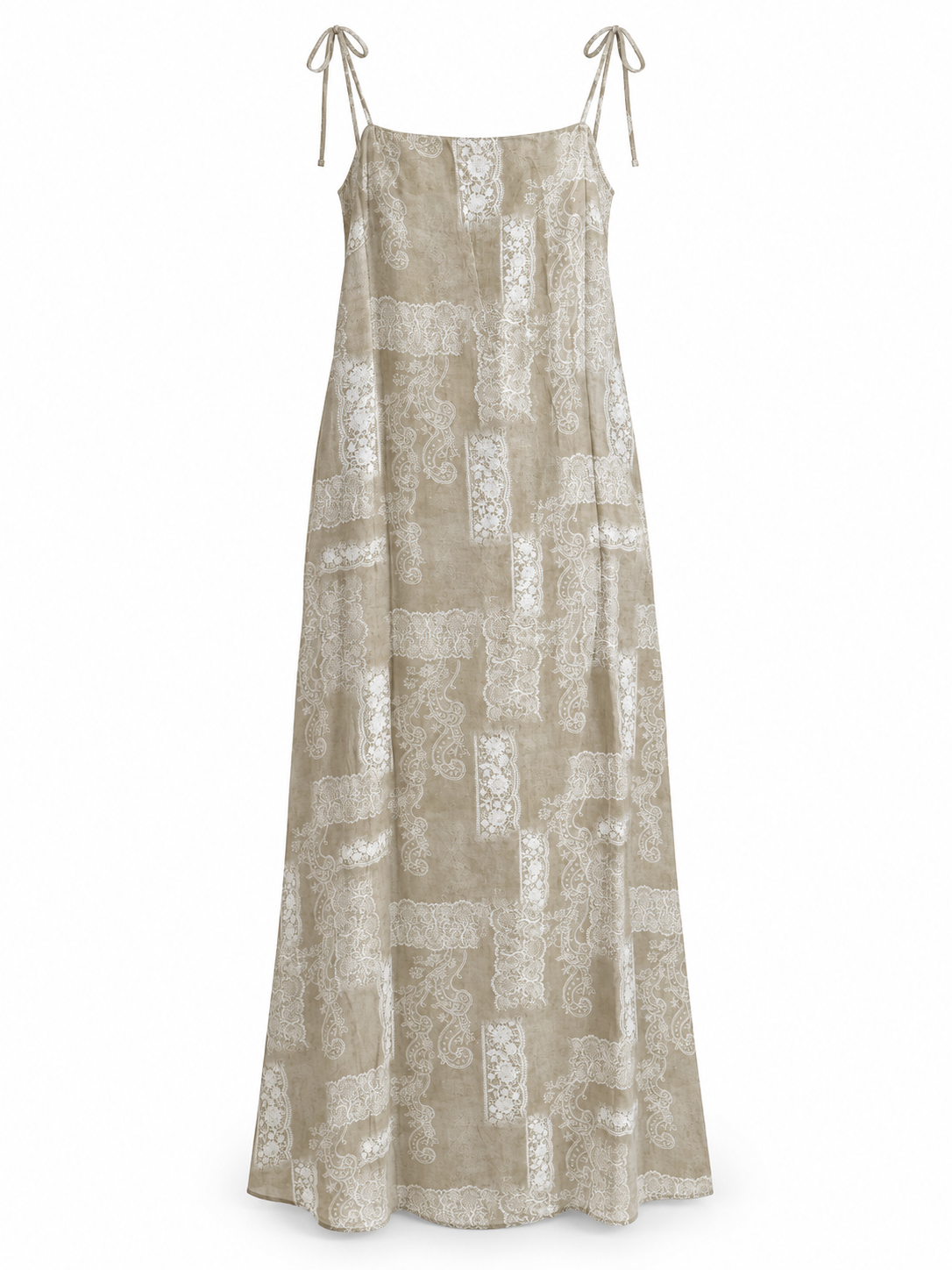 Printed Tie Strap Maxi Dress
