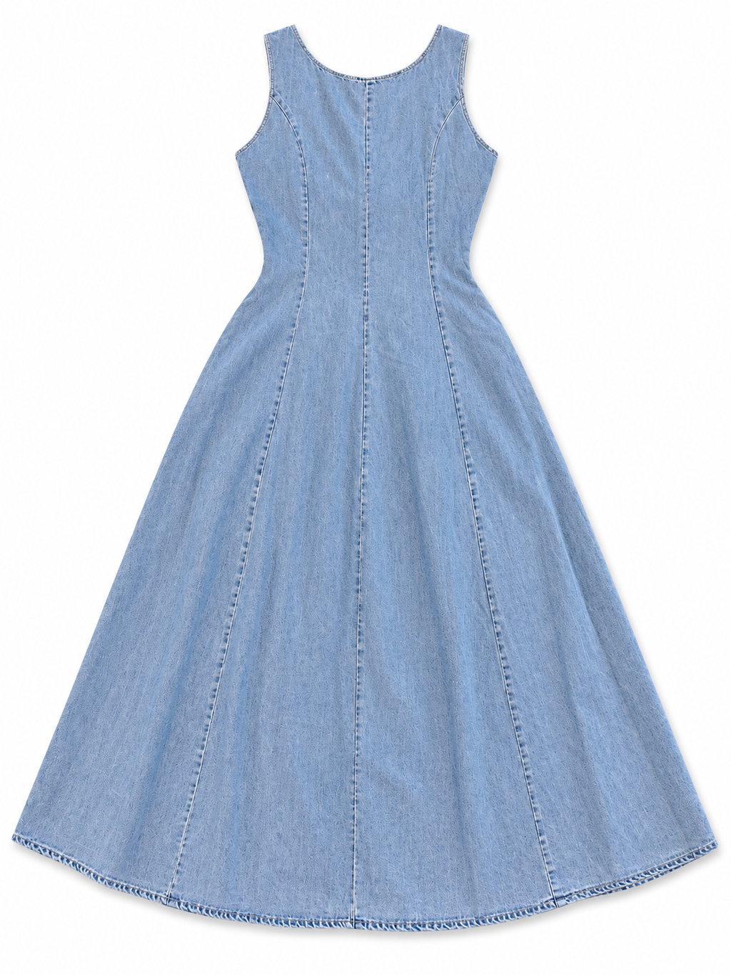 Bow Back Denim Midi Dress