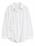 Oversized Shirt with Floral Cutwork