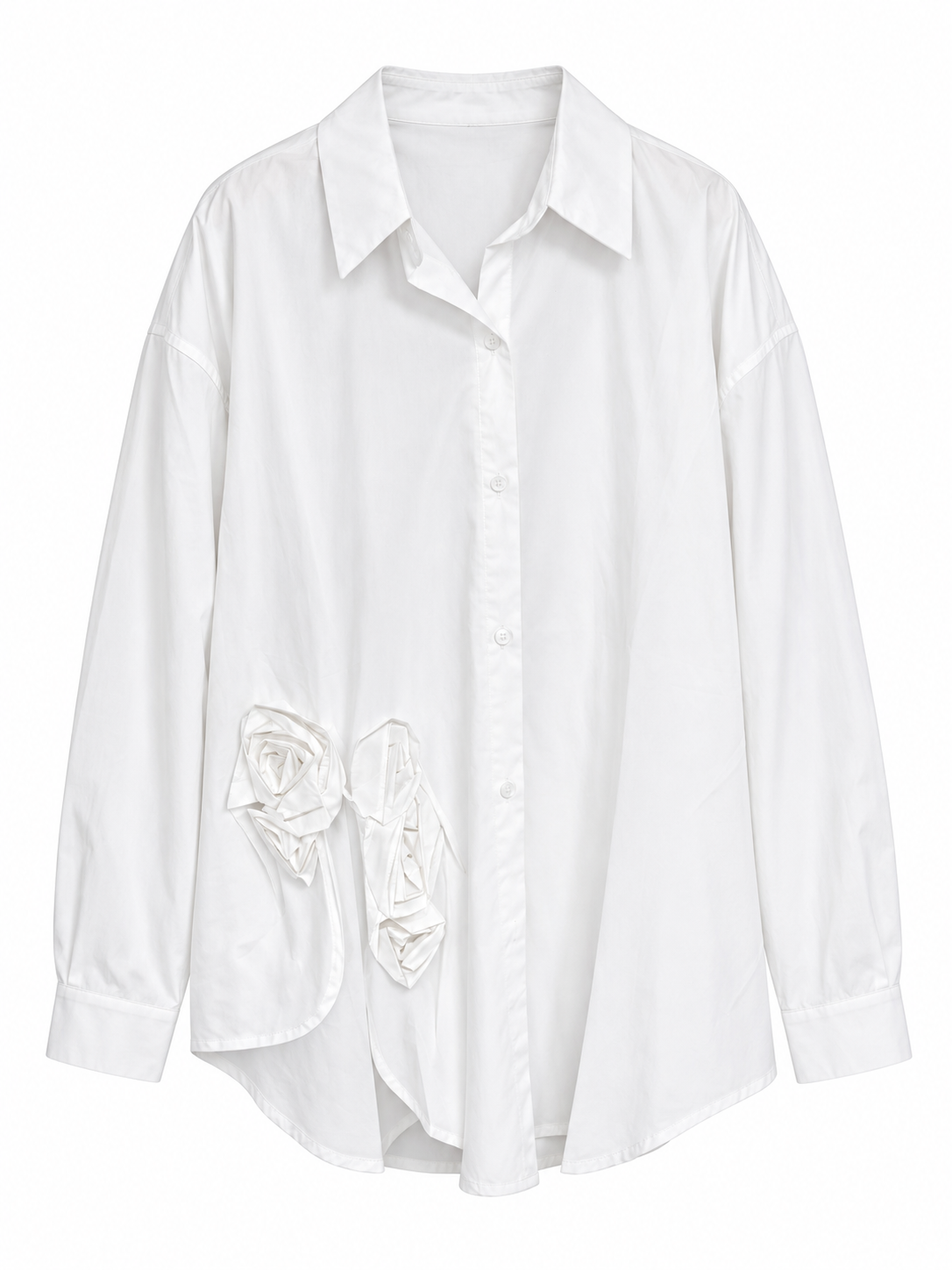 Oversized Shirt with Floral Cutwork