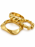 Sculpted Gold Bracelet Trio