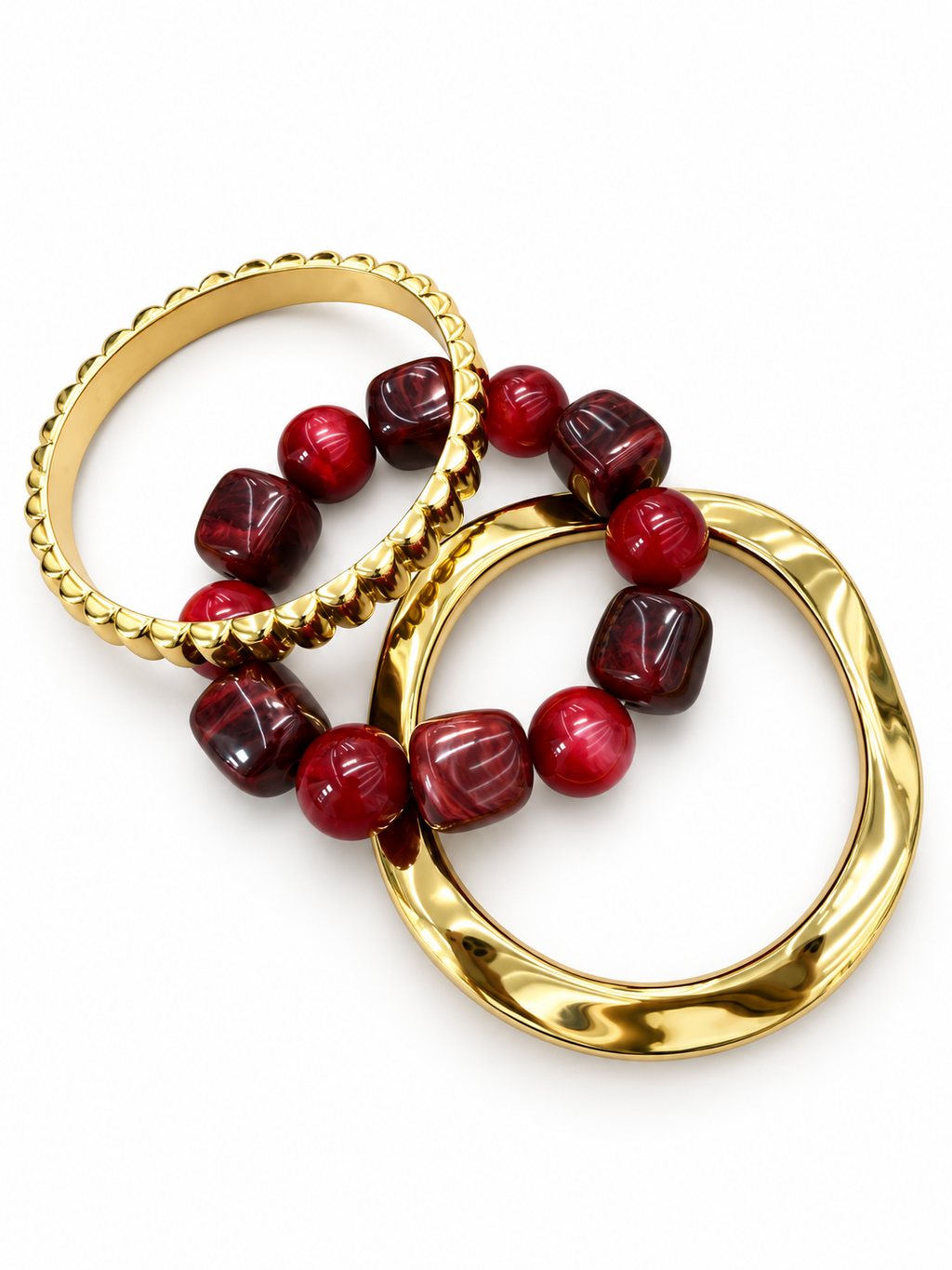 Burgundy & Gold Bracelet Trio