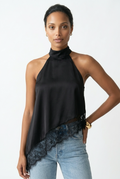 Lace Trim Satin Top