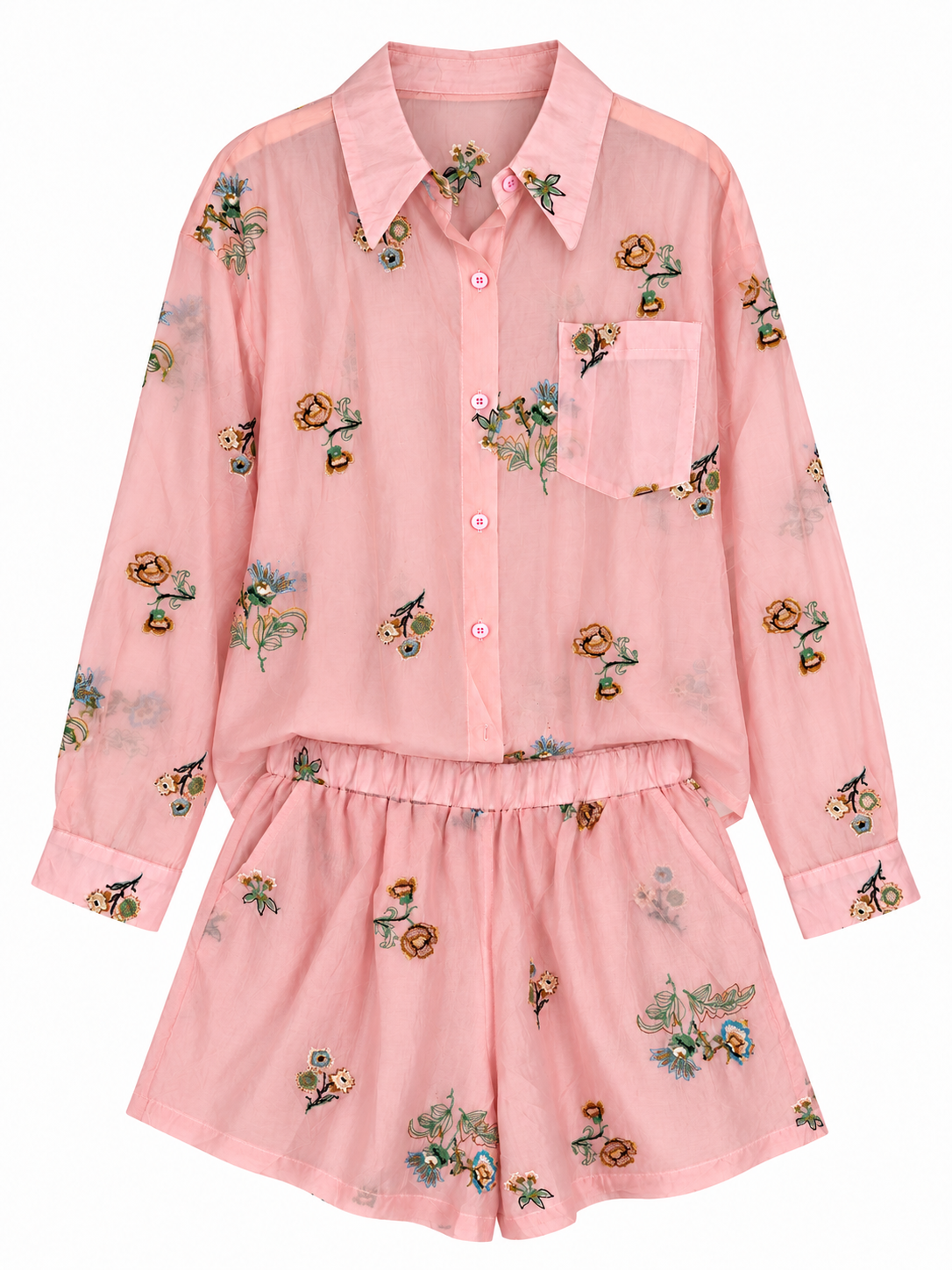 Co-Ord Set of Embroidered Shirt & Short