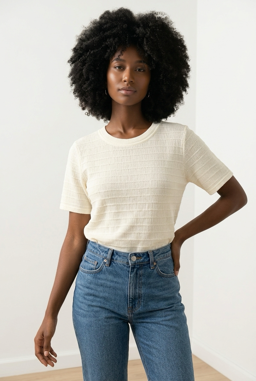 Textured Short-Sleeve Top